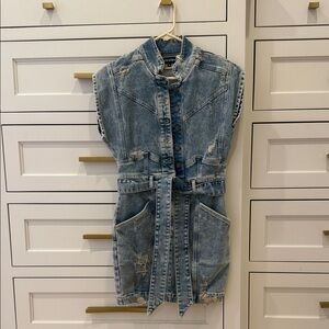 Retrofete Distressed Denim Mini Dress